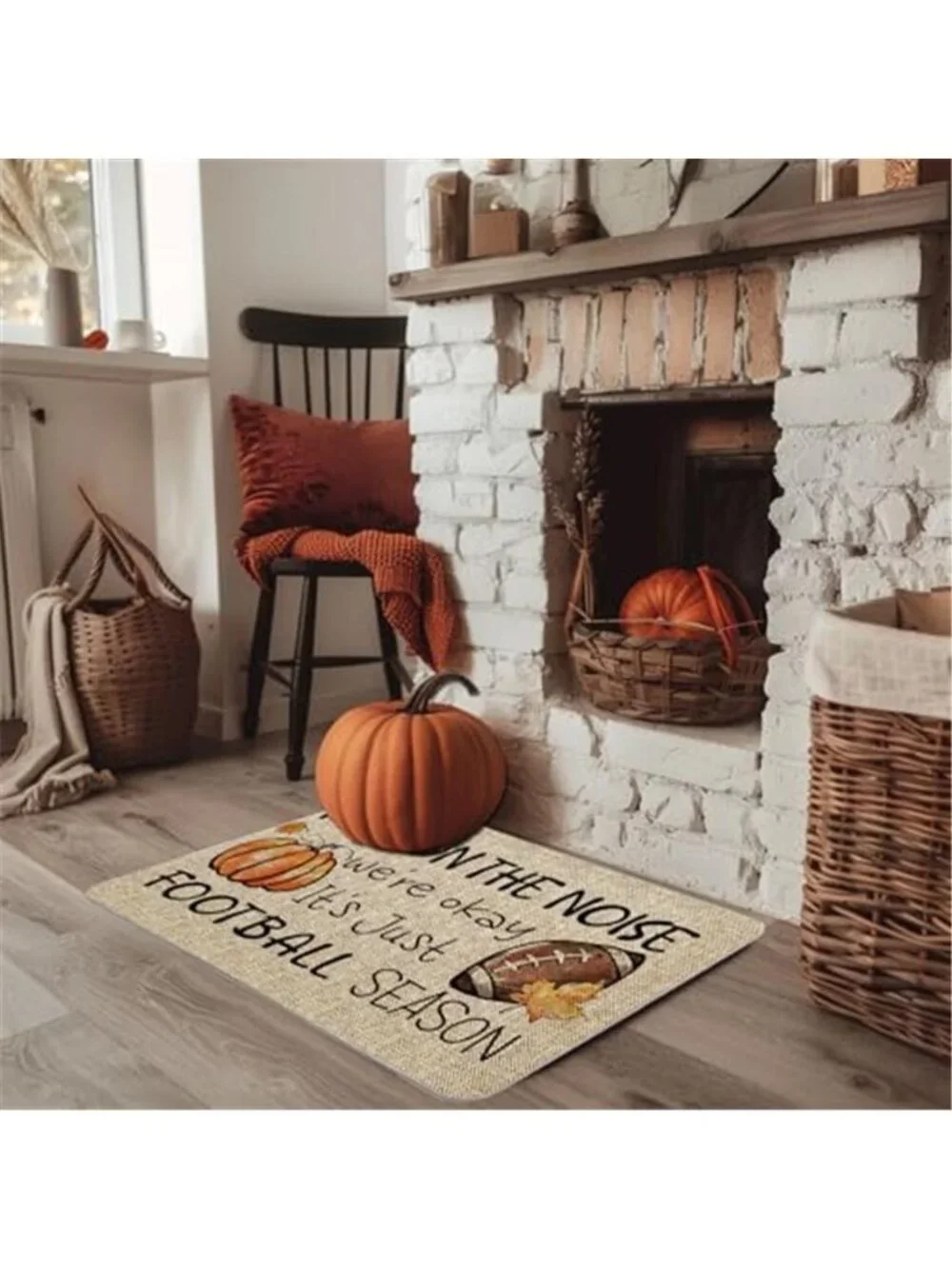 Fall Door Mat Football Season Rugs Pumpkins Autumn Harvest Doormat Thanksgiving
